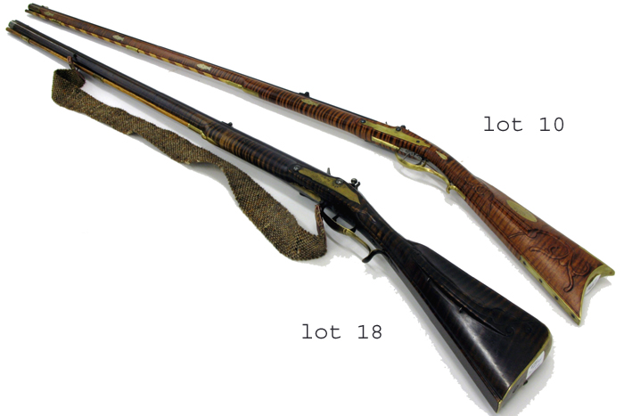 Appraisal: GERMAN BLACK POWDER FLINTLOCK RIFLE caliber rifled octagonal barrel overall