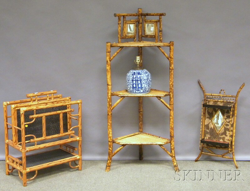 Appraisal: Three Pieces of Victorian and Victorian-style Bamboo Furniture and Chinese