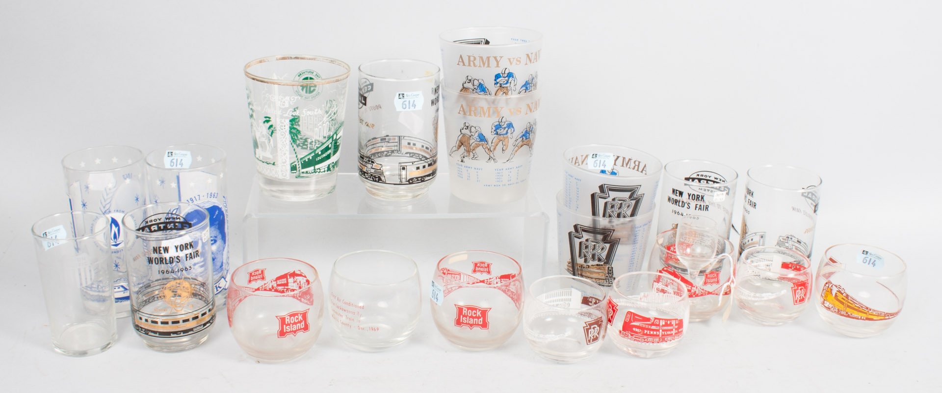 Appraisal: assorted pieces of railroad glassware juice and cocktail glasses lines