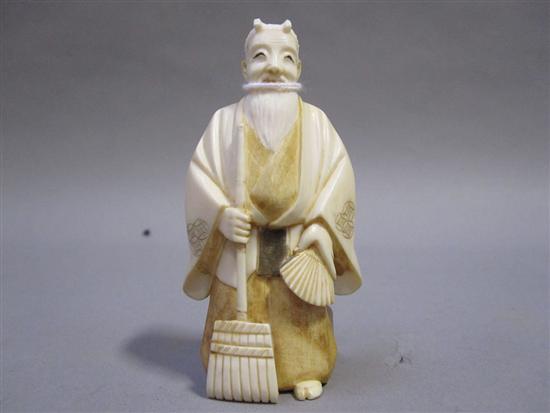 Appraisal: JAPANESE OKIMONO OF A BEARDED ELDER th C holding a