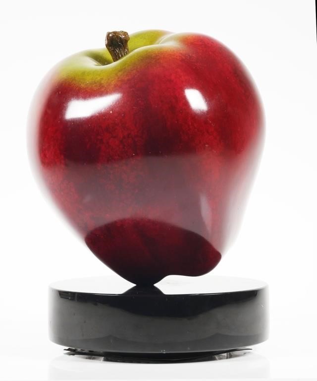 Appraisal: Large enamel over bronze apple sculpture in vibrant and reflective