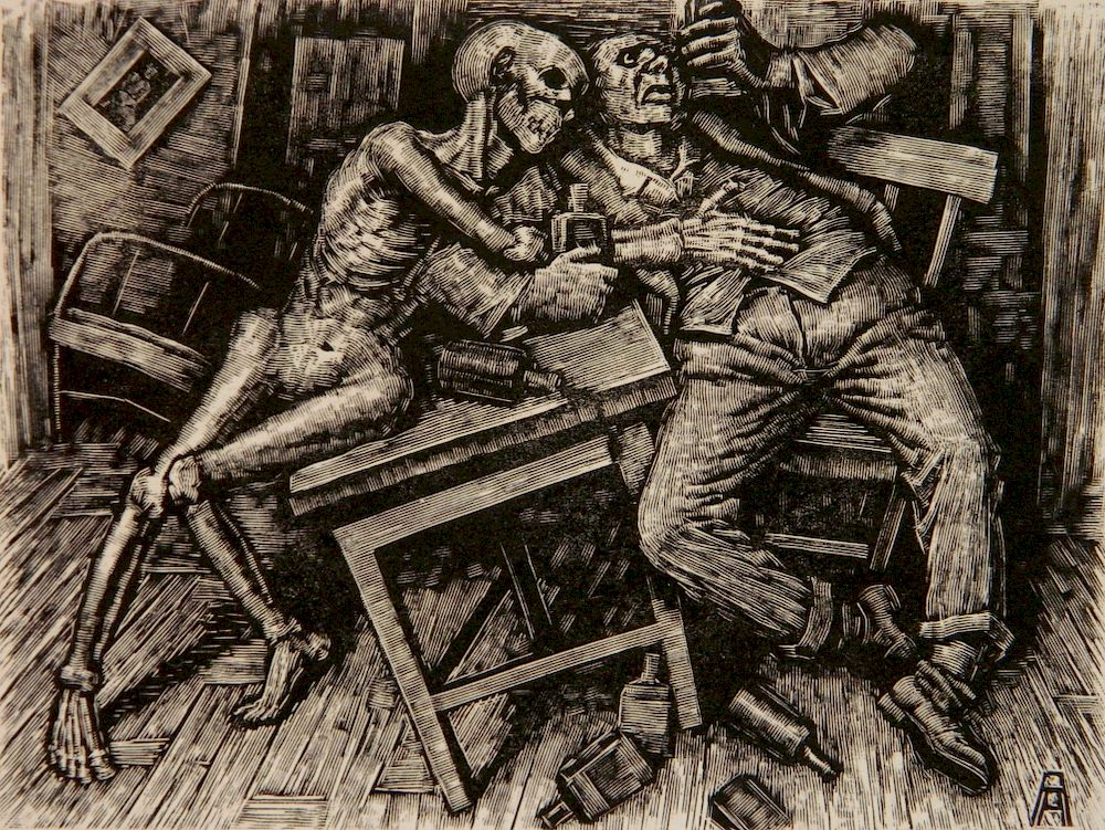 Appraisal: Albert Abramovitz wood engraving Albert Abramovitz American - - ''Gone''-