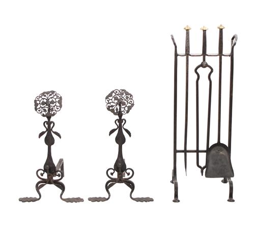 Appraisal: Sale Lot An Iron Fireplace Set comprised of a pair