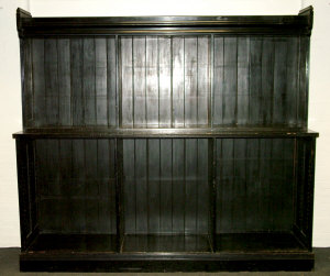 Appraisal: An ebonised open bookcase of large proportions circa with adjustable