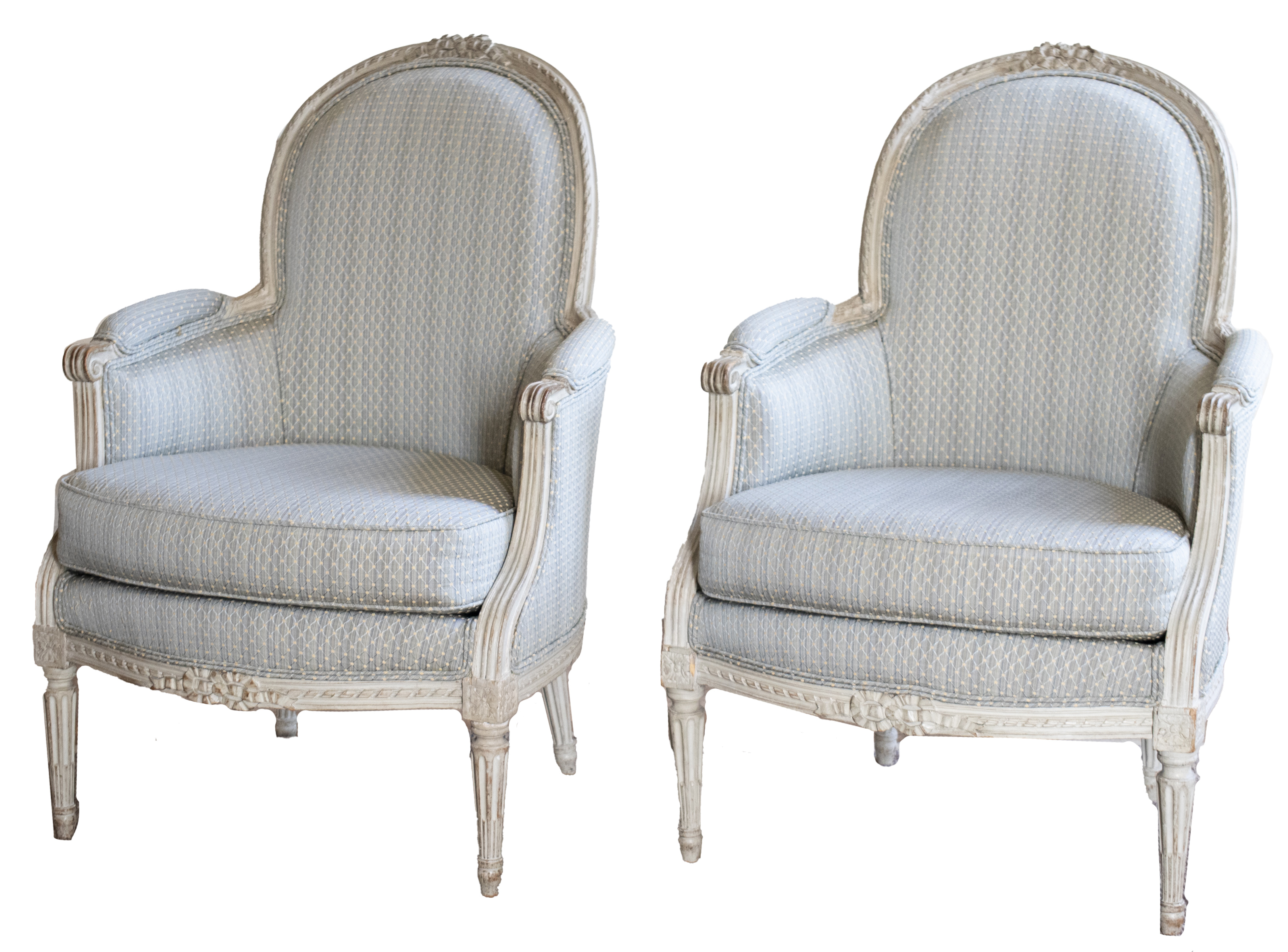 Appraisal: COULERU LOUIS XVI PAINTED ARMCHAIRS PR Pair of stamped French