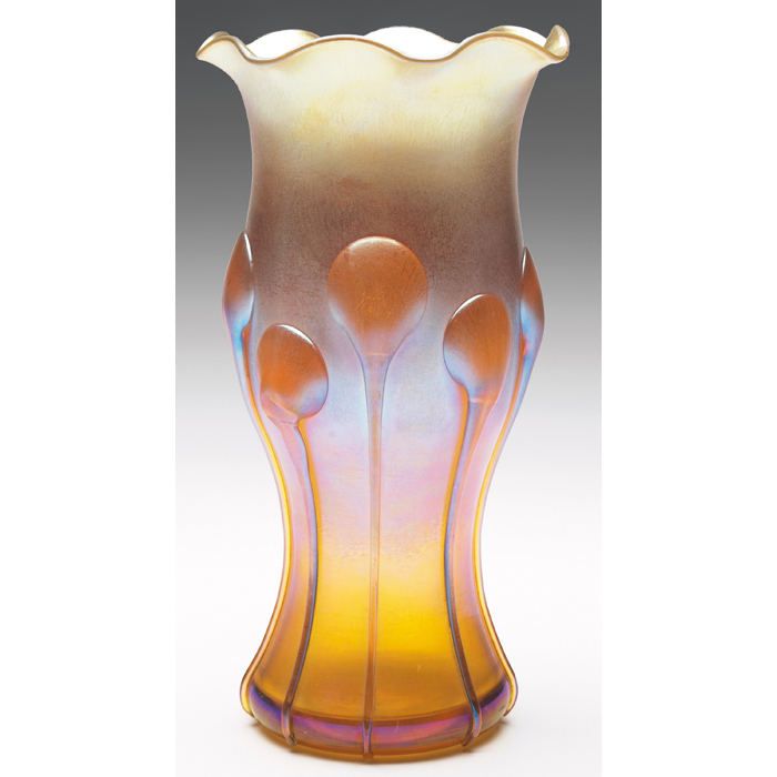 Appraisal: L C Tiffany vase swollen form in gold favrile glass