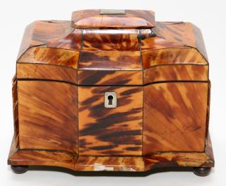 Appraisal: ENGLISH TORTOISESHELL TEA CADDY ENGLISH TORTOISESHELL TEA CADDY H L