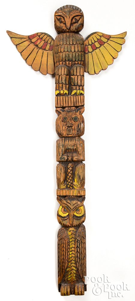 Appraisal: Northwest Coast Indian carved painted totem pole Northwest Coast Indian