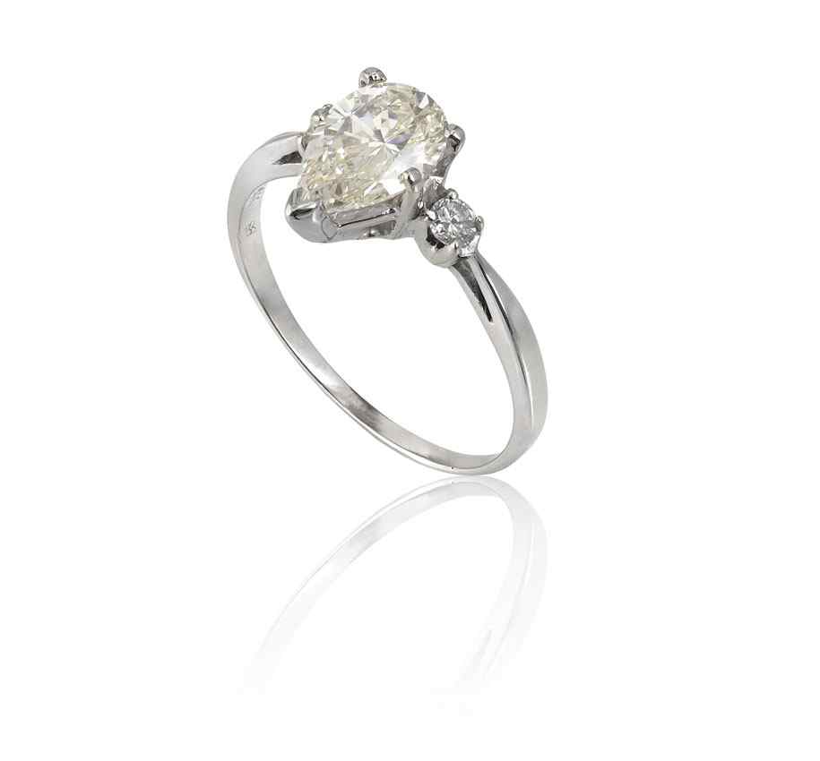 Appraisal: CT PEAR SHAPE DIAMOND SOLITAIRE RING K white gold ring