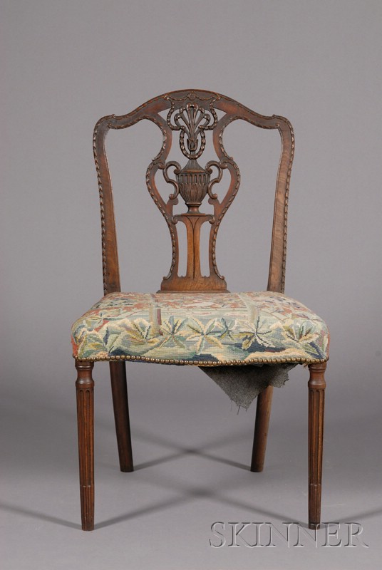 Appraisal: George III Carved Mahogany and Needlepoint Upholstered Side Chair c