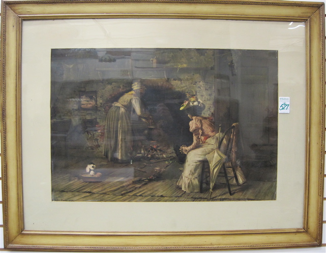 Appraisal: COLOR PRINT after the painting by Harry Roseland Interior scene