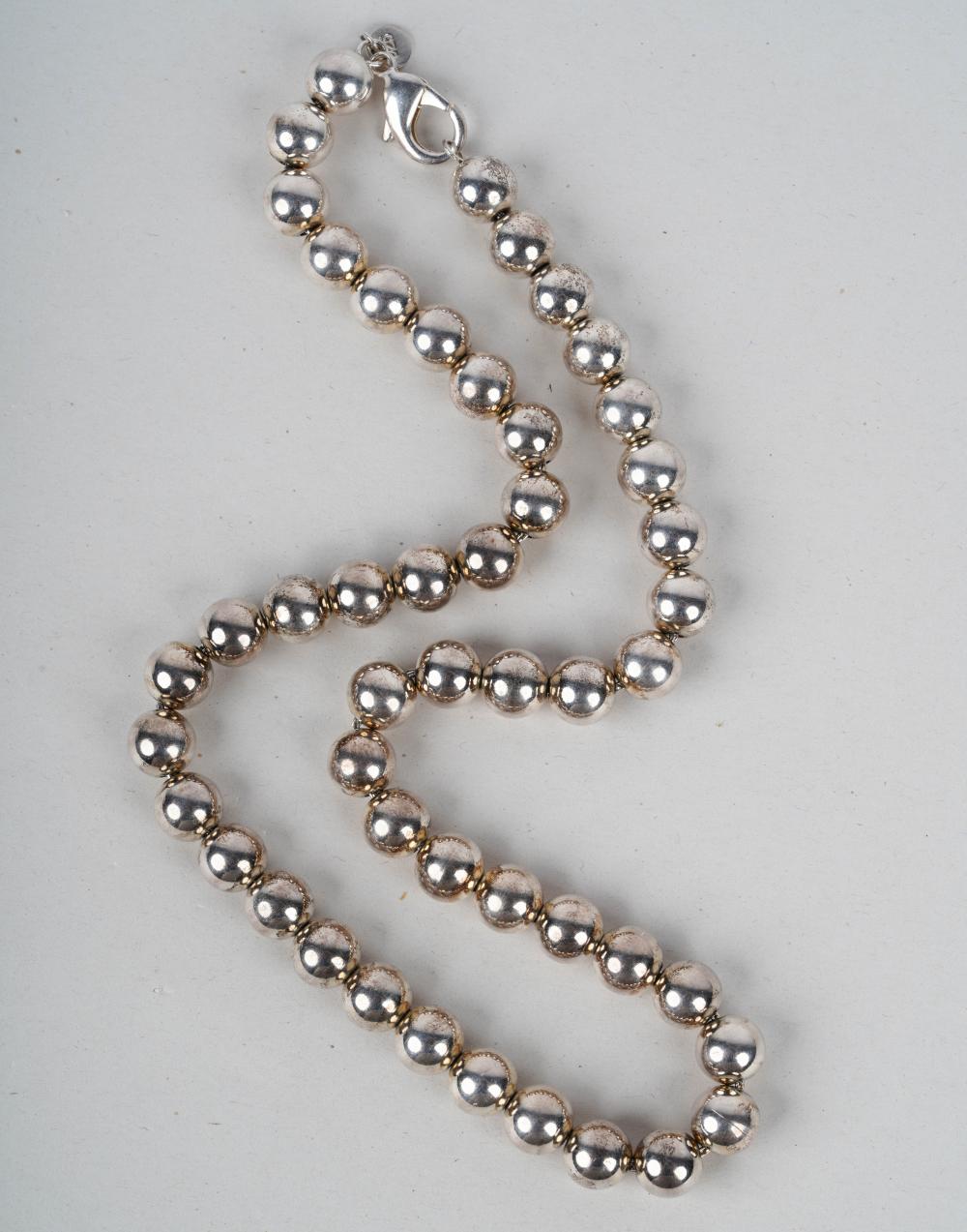 Appraisal: TIFFANY CO STERLING BEADED NECKLACEmarked ' ' and 'Tiffany Co