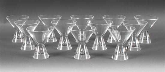 Appraisal: Set of Steuben crystal wine stems th century trumpet form