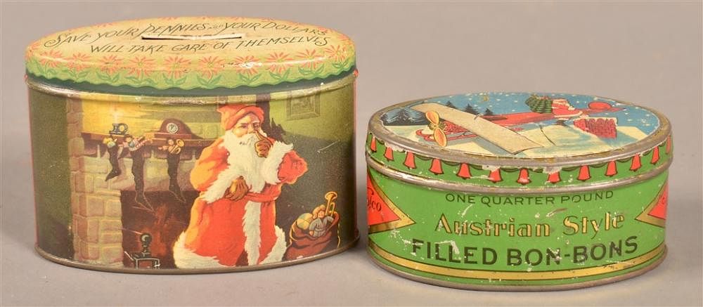 Appraisal: Two Tin Lithograph Canisters Two Tin Lithograph Canisters Woolworth Co