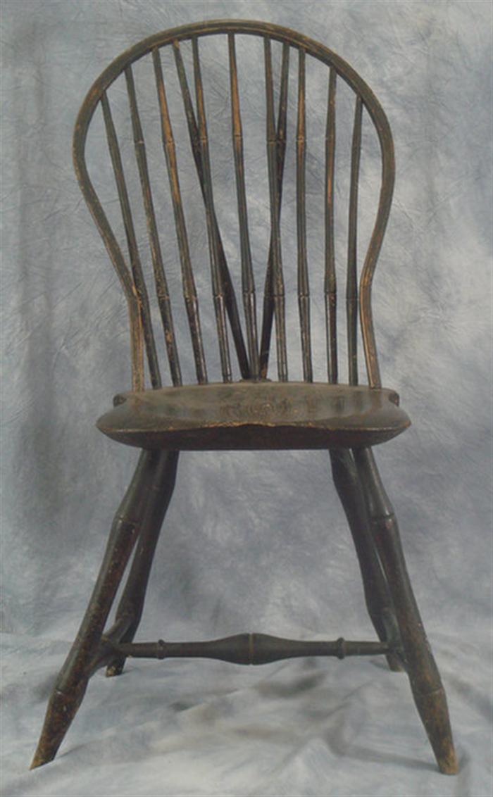 Appraisal: Nine spindle brace back Windsor side chair with bamboo turnings