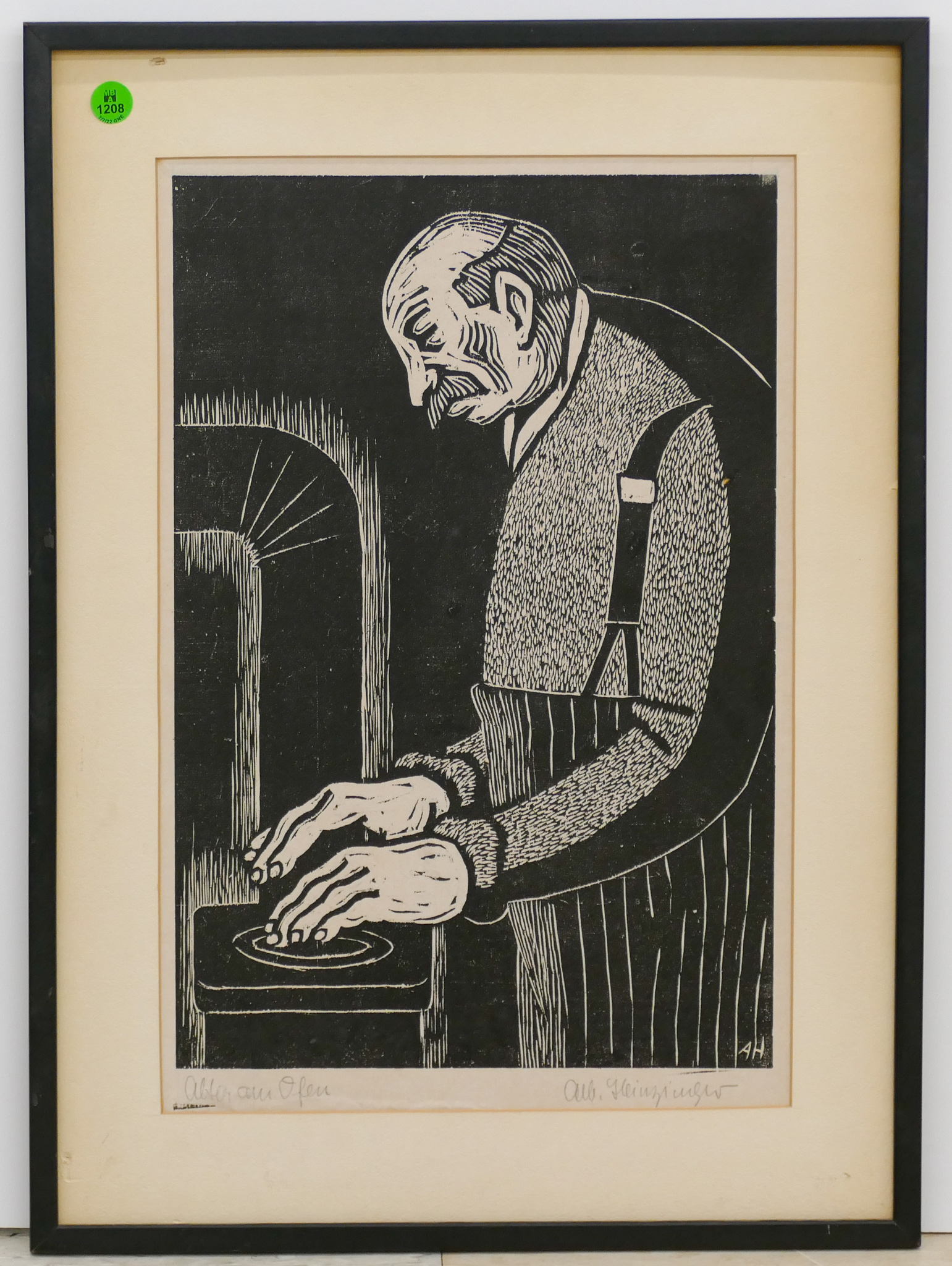 Appraisal: Albert Heinzinger ''Abten aus Ofen'' Signed Woodcut Framed ''x ''