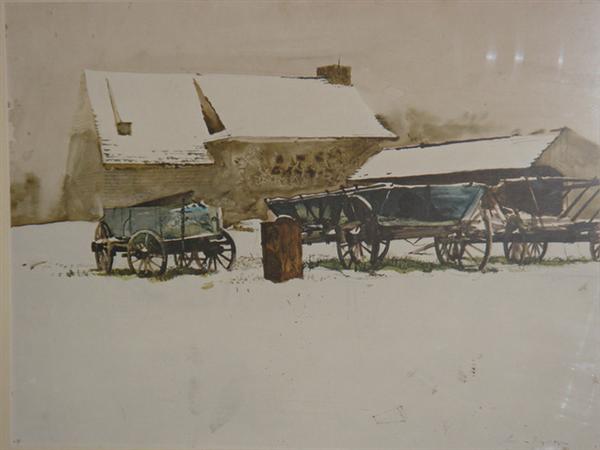 Appraisal: Andrew Wyeth American b color print Rural Holiday x matted