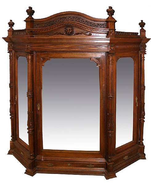 Appraisal: A Rococo style mahogany armoire late th century height ft