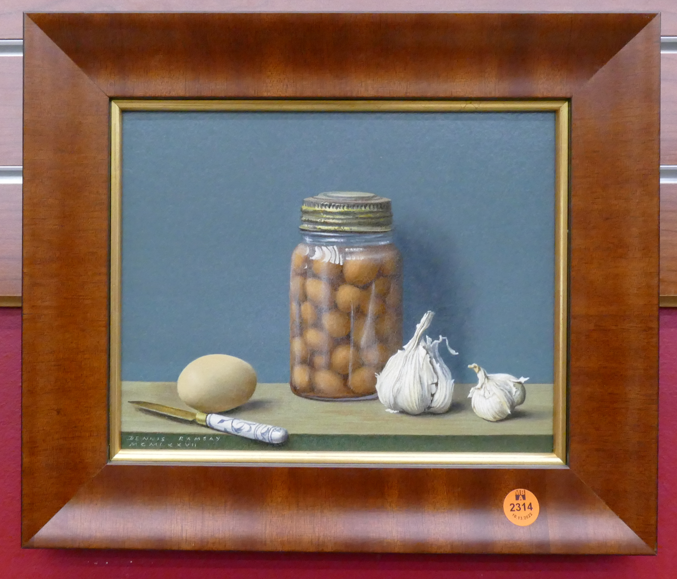 Appraisal: Dennis Ramsay - England Still Life with Egg Garlic Oil