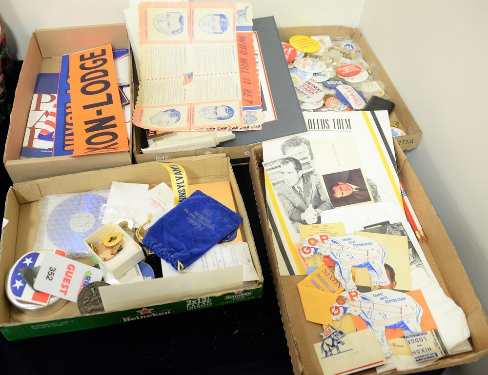 Appraisal: Five tray lots of presidential ephemera to include Richard Nixon