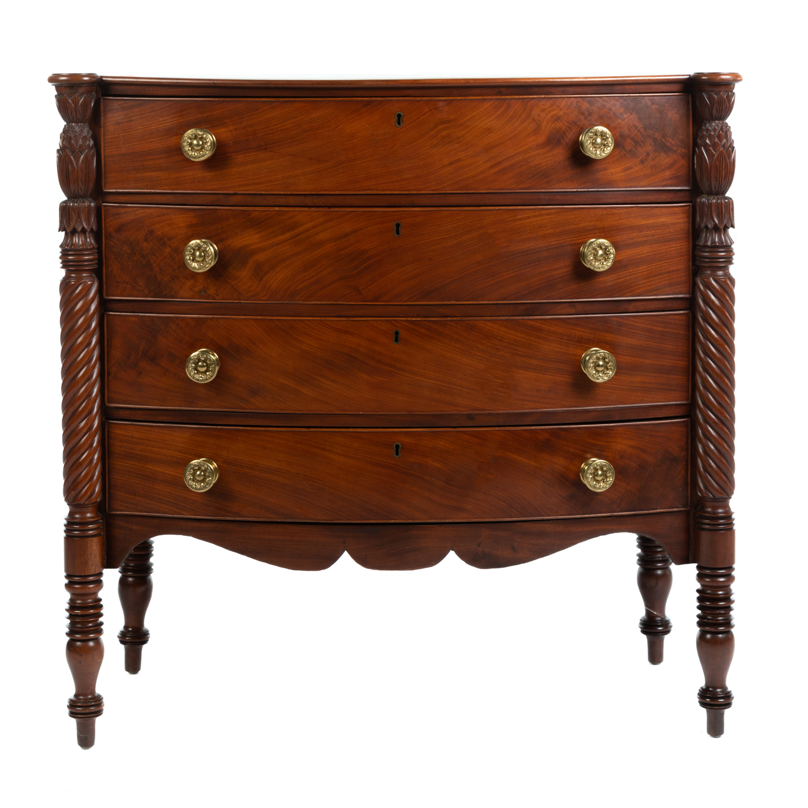 Appraisal: FEDERAL MAHOGANY BOWFRONT CHEST North Shore Massachusetts circa - having