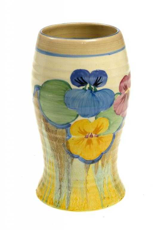 Appraisal: CLARICE CLIFF AN A J WILKINSON PANSIES VASE cm h