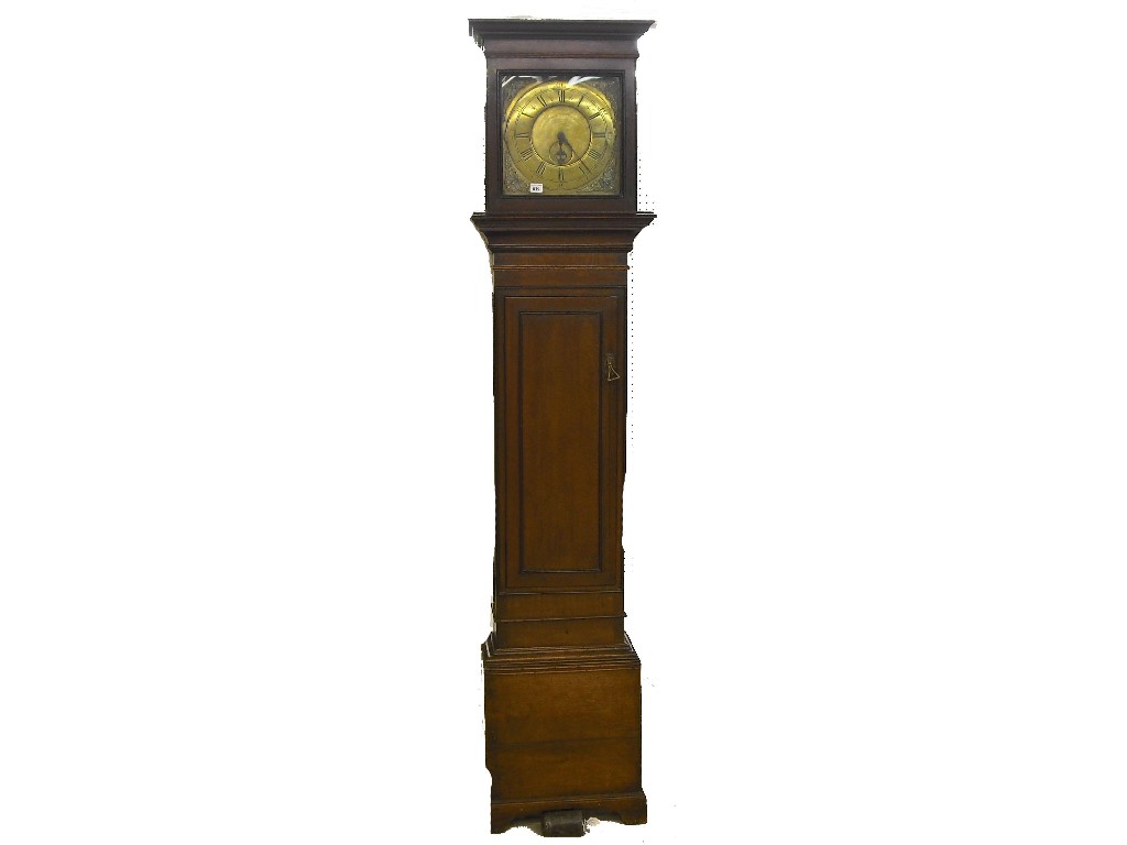 Appraisal: Oak thirty hour longcase clock the brass square dial signed