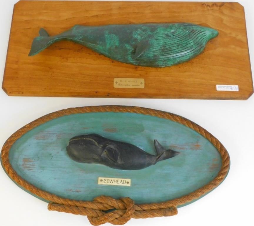 Appraisal: WICK AHERNS - MOUNTED MODERN BRONZEplaque of a blue whale