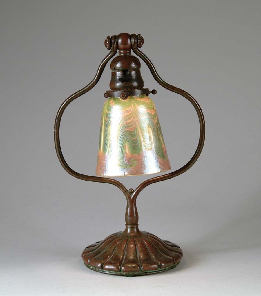 Appraisal: TIFFANY LOETZ DESK LAMP Very nice Tiffany harp desk lamp