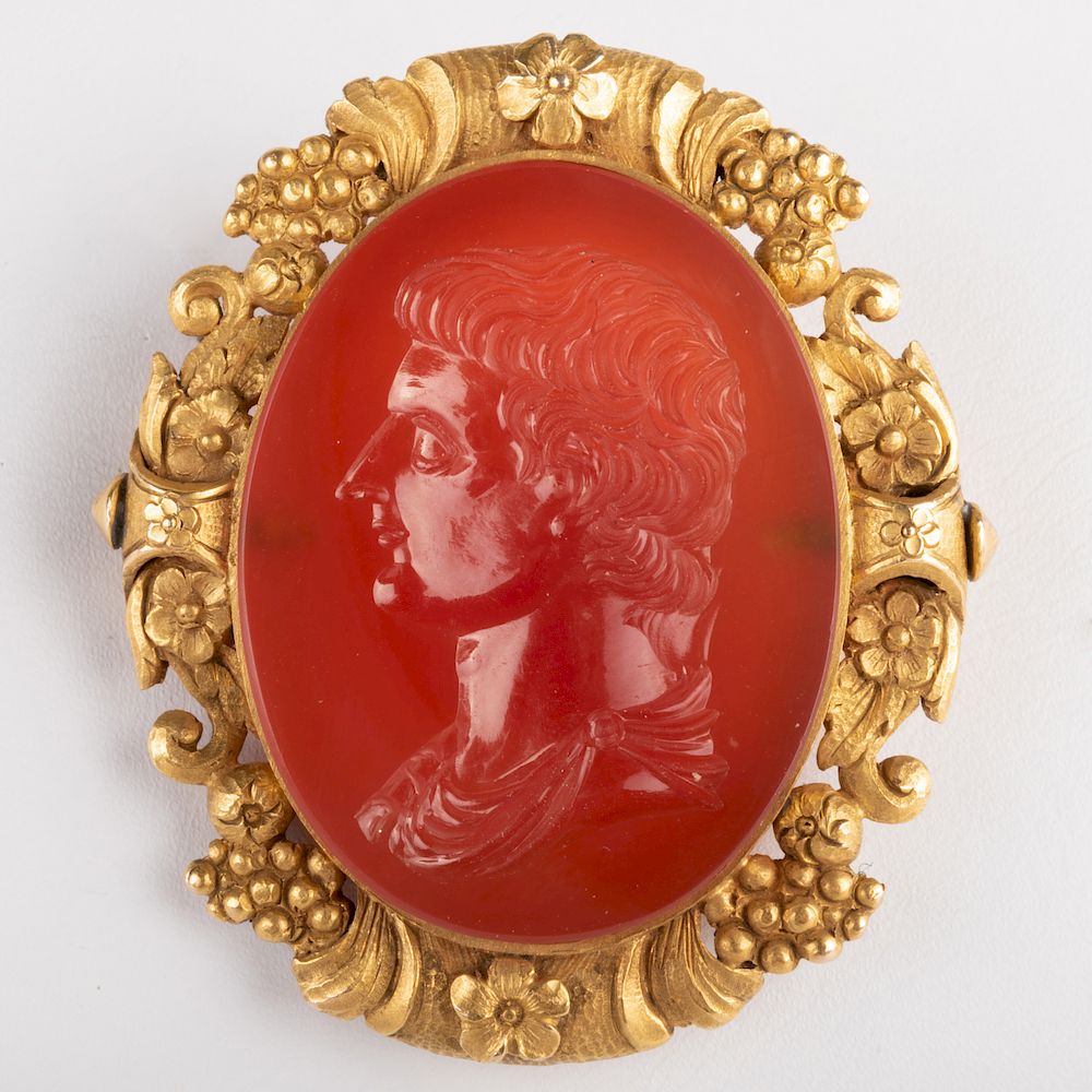 Appraisal: Neoclassical Carnelian Agate Intaglio of Tiberius Set in a Gold