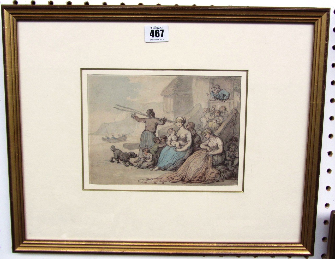 Appraisal: Thomas Rowlandson - Fisherfolk outside a cottage pen ink and