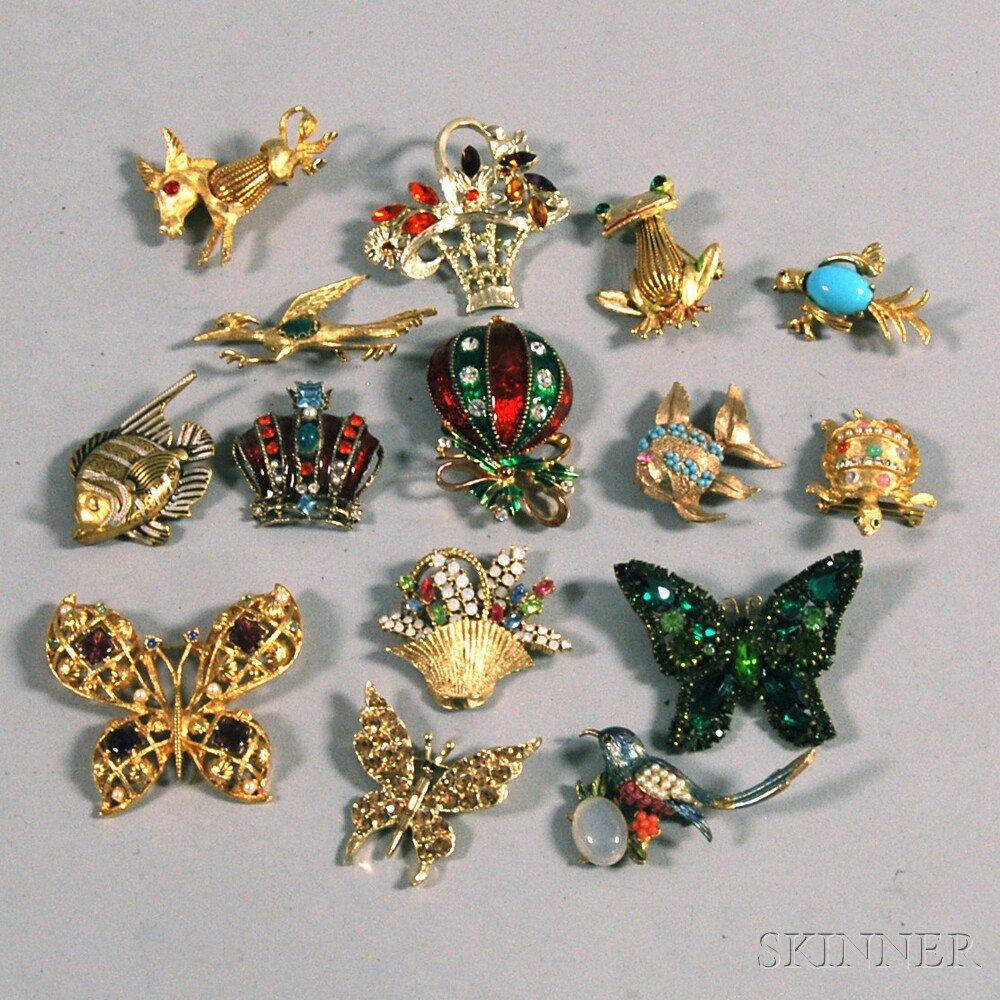 Appraisal: Small Group of Assorted Costume Brooches including an Eisenberg Ice