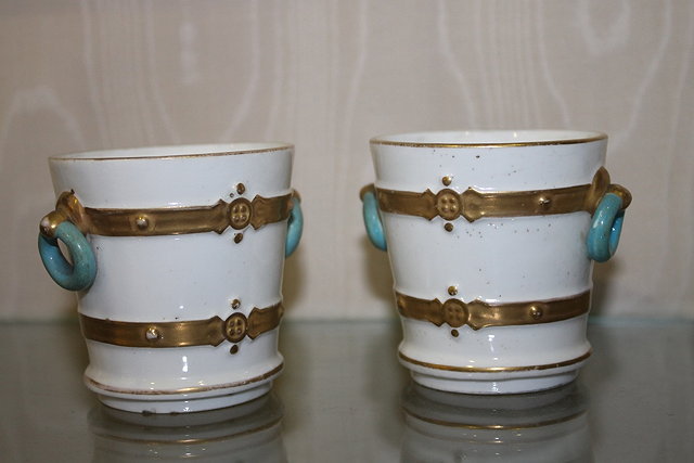 Appraisal: A PAIR OF ENGLISH WHITE GROUND SMALL SPILL VASES each