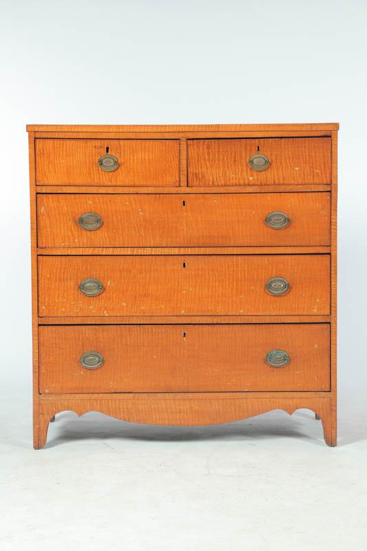 Appraisal: FEDERAL CHEST OF DRAWERS American early th century curly maple