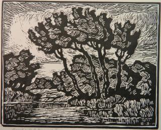 Appraisal: Birger Sandzen linocut Birger Sandzen Swedish American - - ''Brook