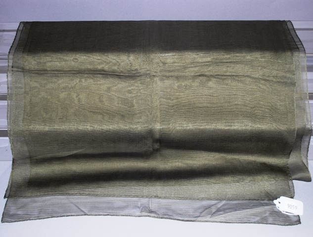 Appraisal: Olive green silk crepe long silk scarf - no label