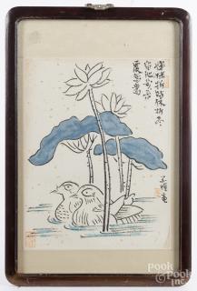 Appraisal: Chinese watercolor of ducks '' x ''