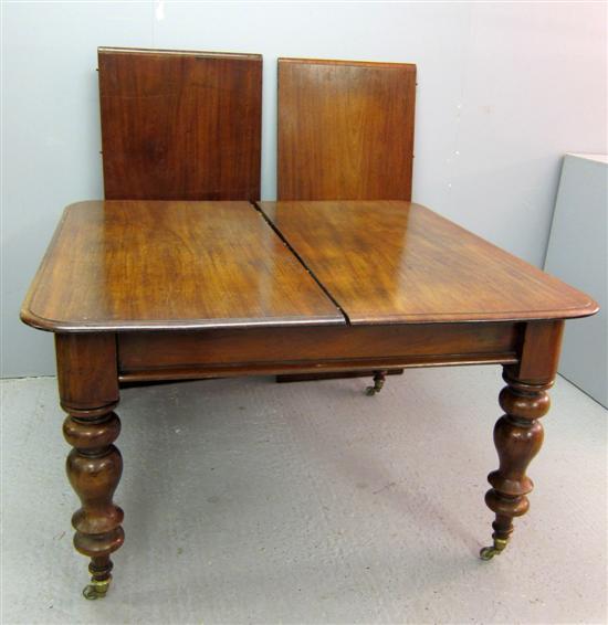 Appraisal: th century mahogany extending dining table on turned supports and