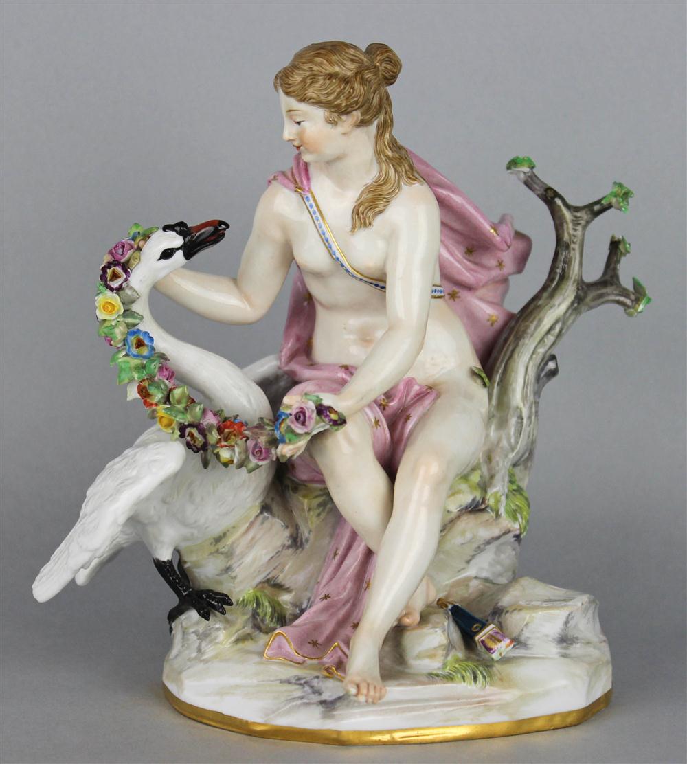 Appraisal: MEISSEN STYLE FIGURE OF LEDA AND SWAN bearing underglaze blue