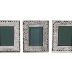 Appraisal: A Set of Three Buccellati Silver Picture Frames Milan Second