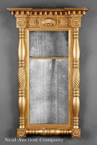 Appraisal: An American Classical Carved and Gilded Pier Mirror c probably