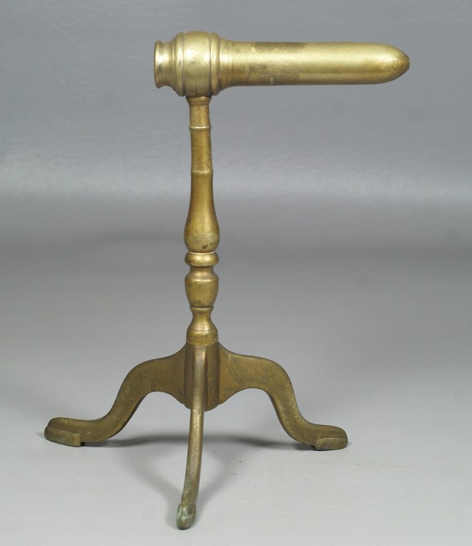 Appraisal: Brass Goffering Iron on Queen Anne tripod base - high