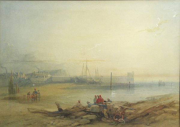 Appraisal: James Baker Pyne British - A fishing harbor view signed