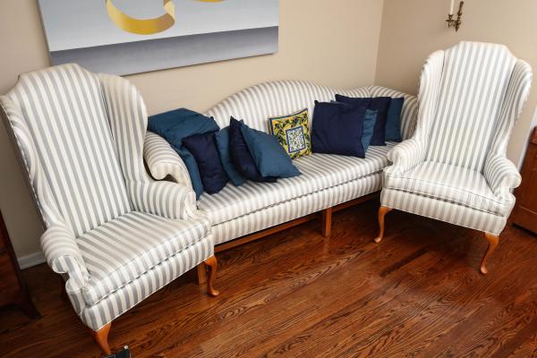 Appraisal: ASHLEY MANOR WING BACK CHAIRS AND CAMEL BACK SOFAONSITE AUCTION