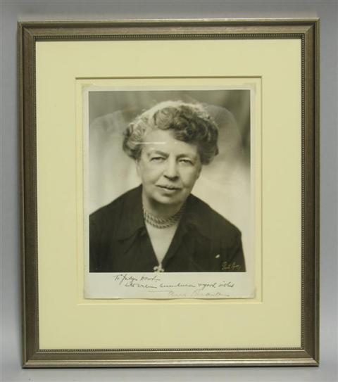 Appraisal: ELEANOR ROOSEVELT SIGNED PHOTOGRAPH Framed and matted black and white