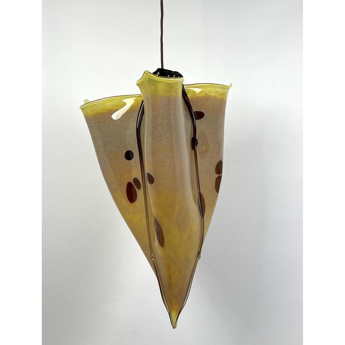 Appraisal: Studio Art Glass Hanging Pendant Light Three lobed form Dimensions