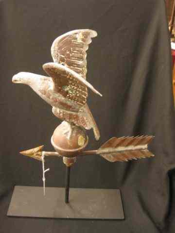 Appraisal: Antique Copper Figural Weathervane eagle arrow decor '' x ''