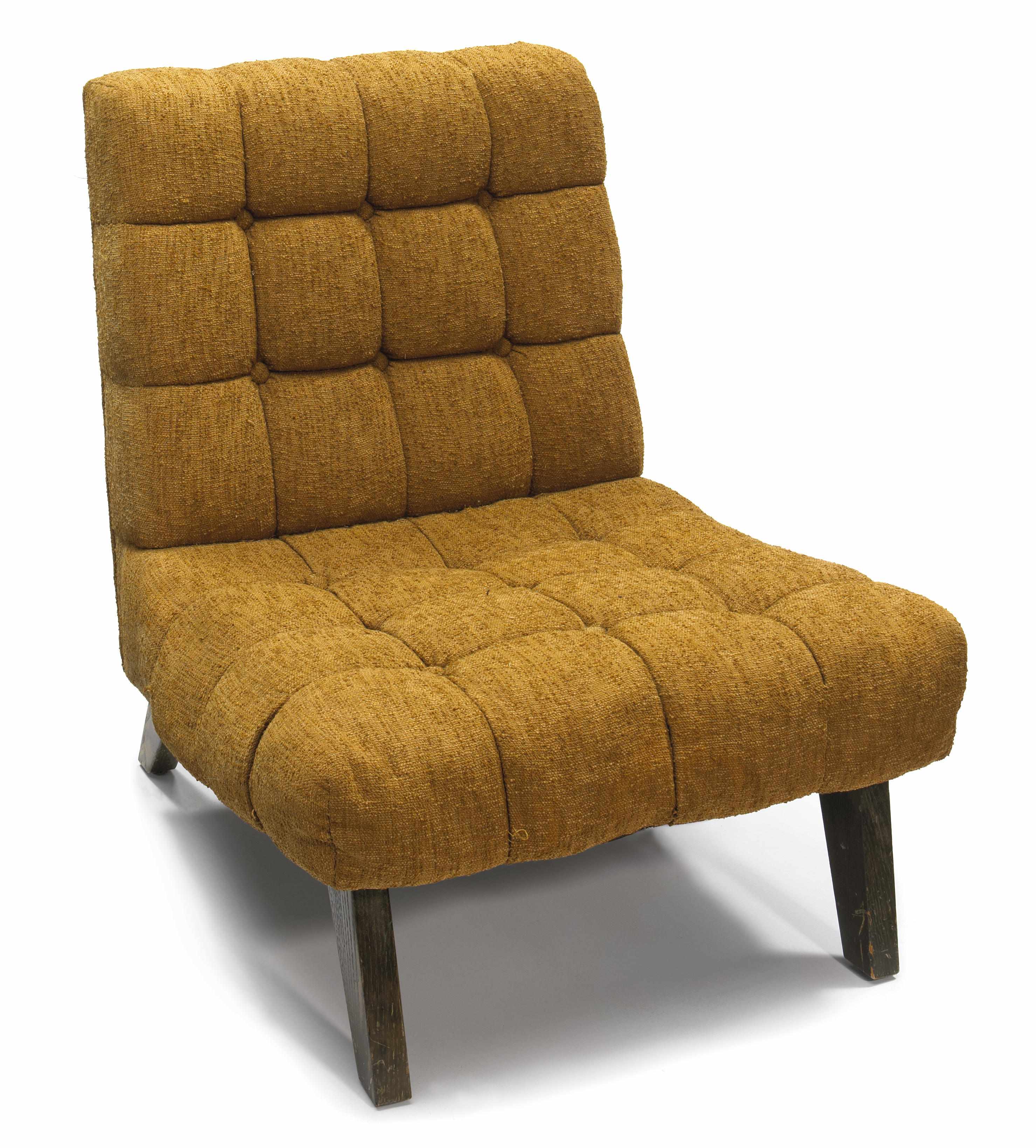 Appraisal: A William Haines button tufted upholstered fireside chair circa circa