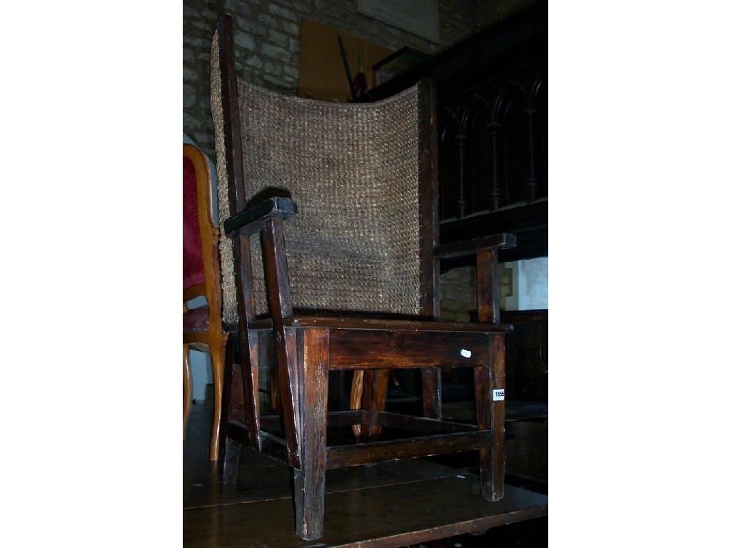 Appraisal: An Orkney chair of usual form with stained pine frame