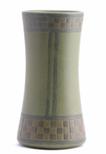 Appraisal: MARBLEHEAD Corseted vase beautifully decorated by Hannah Tutt in a